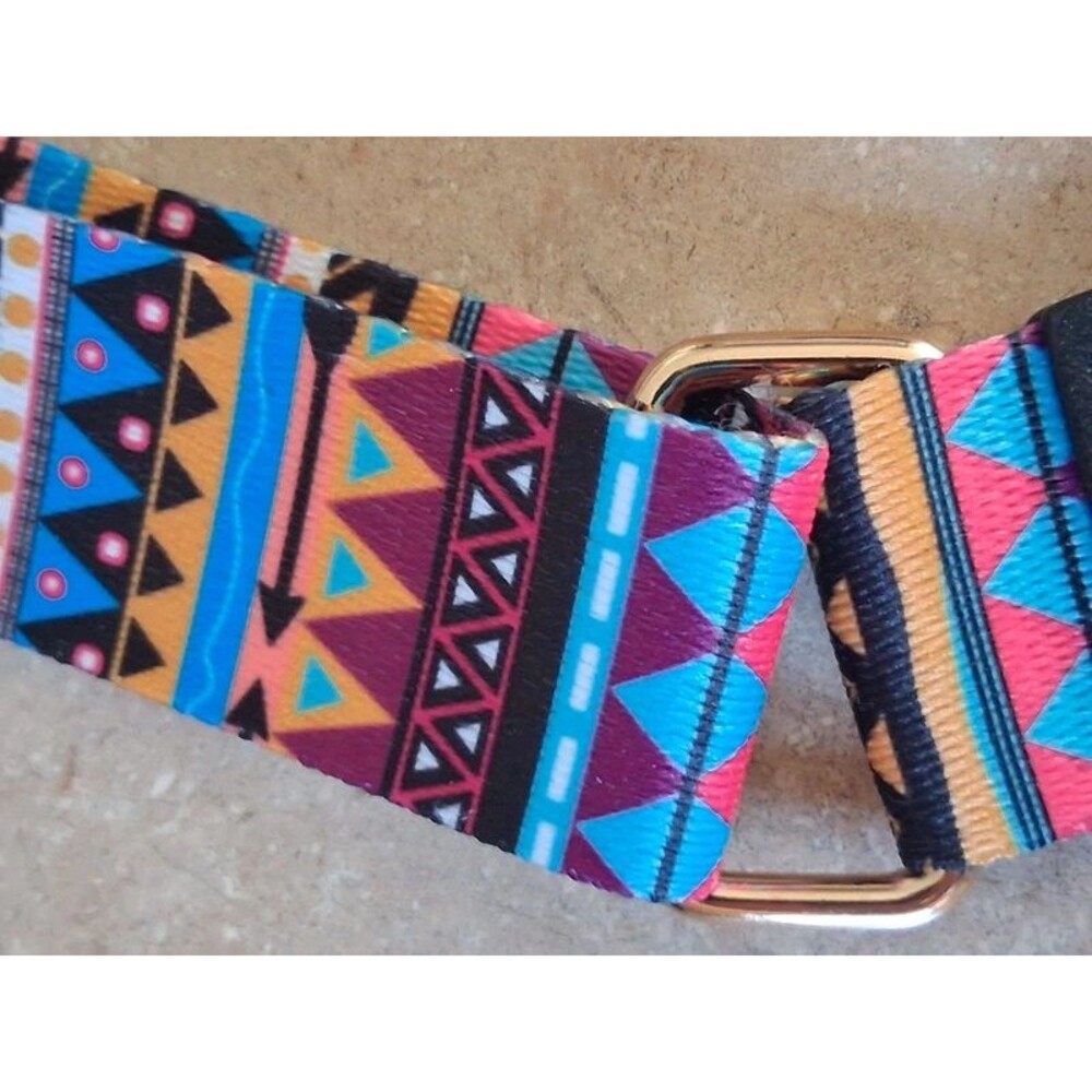 Colorful Geometric Pattern Multicolored Wide Width Adjustable Crossbody Strap - Picture 6 of 7